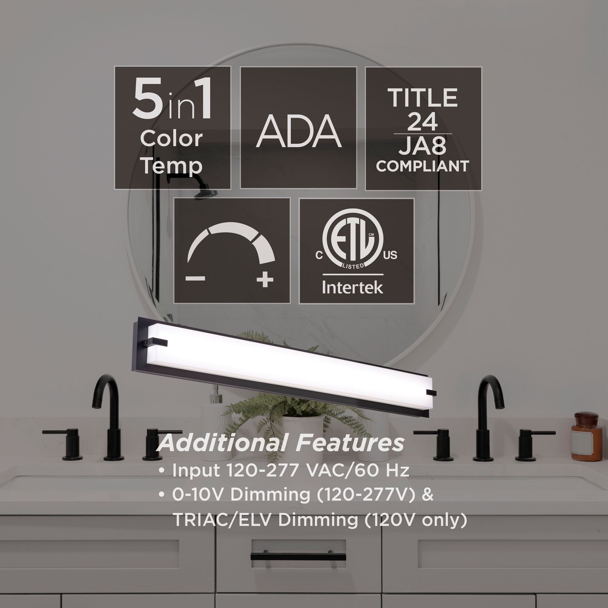 Image 5 Sinclair 36" Wide Black LED Vanity Light with White Acrylic Shade more views