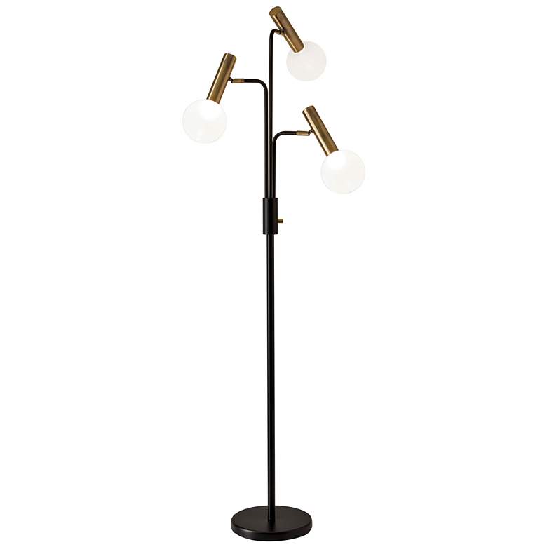 Image 1 Sinclair Black and Antique Brass 3-Light LED Floor Lamp