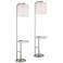 Sinclair Brushed Nickel Tray Table USB Floor Lamps Set of 2