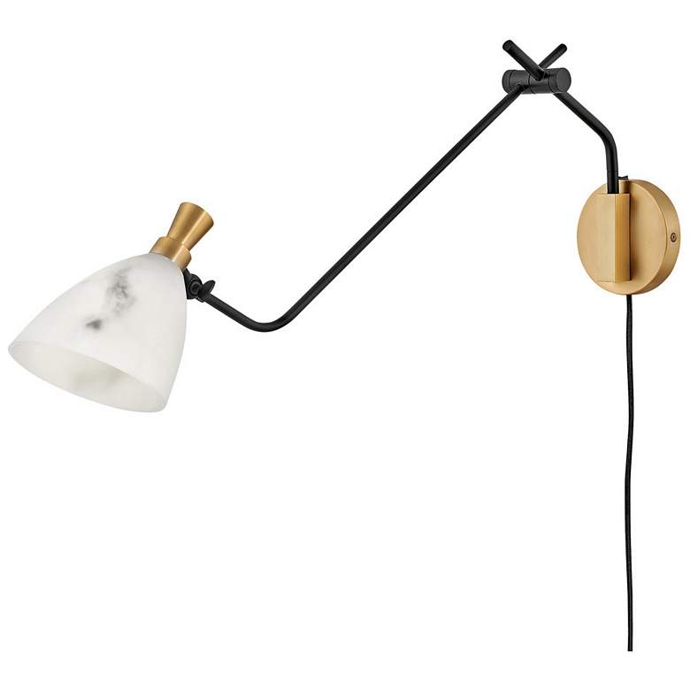Image 4 Sinclair Heritage Brass and Black Swing Arm Wall Lamp more views