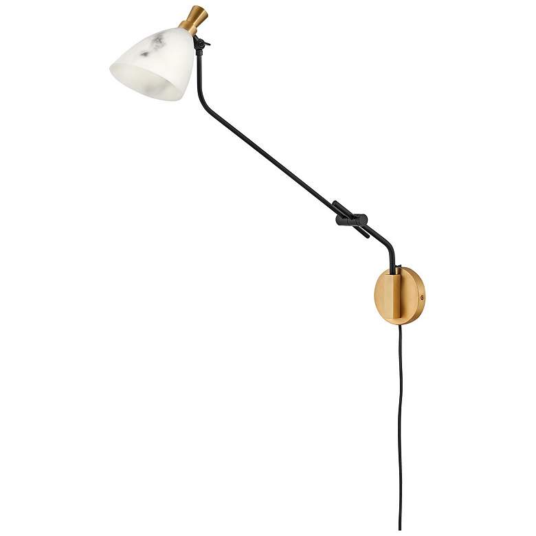 Image 6 Sinclair Heritage Brass and Black Swing Arm Wall Lamp more views