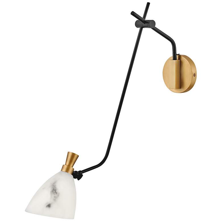 Image 7 Sinclair Heritage Brass and Black Swing Arm Wall Lamp more views