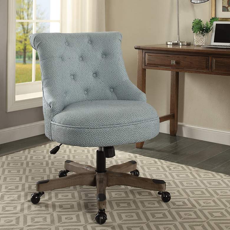 Image 1 Sinclair Light Blue Tufted Adjustable Swivel Office Chair