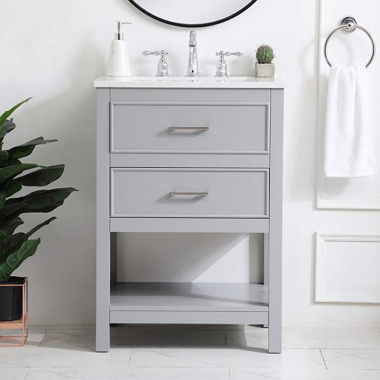 Image 1 Sinclaire 24" Wide Gray Single Sink Bathroom Vanity