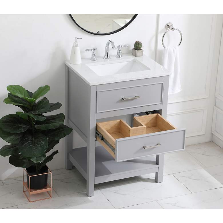 Image 4 Sinclaire 24" Wide Gray Single Sink Bathroom Vanity more views