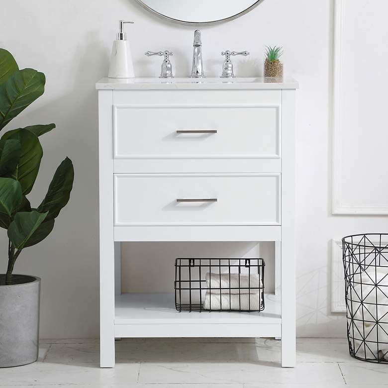 Image 1 Sinclaire 24" Wide White Single Sink Bathroom Vanity