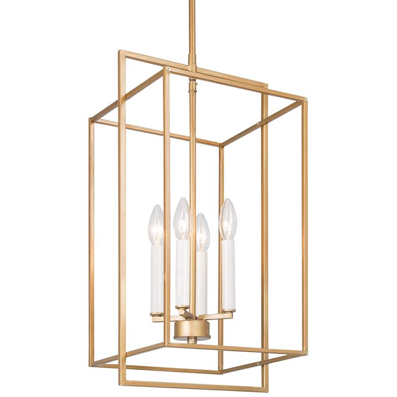 Image 2 Sinfi 10 1/4 inch Wide Brushed Gold Iron 4-Light Foyer Chandelier