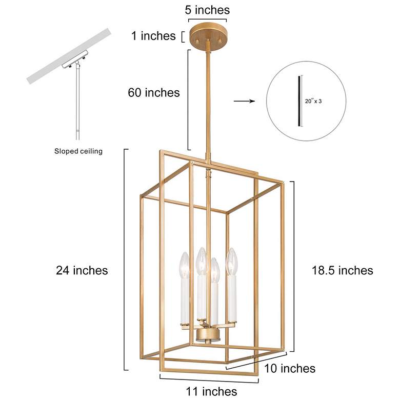 Image 7 Sinfi 10 1/4 inch Wide Brushed Gold Iron 4-Light Foyer Chandelier more views