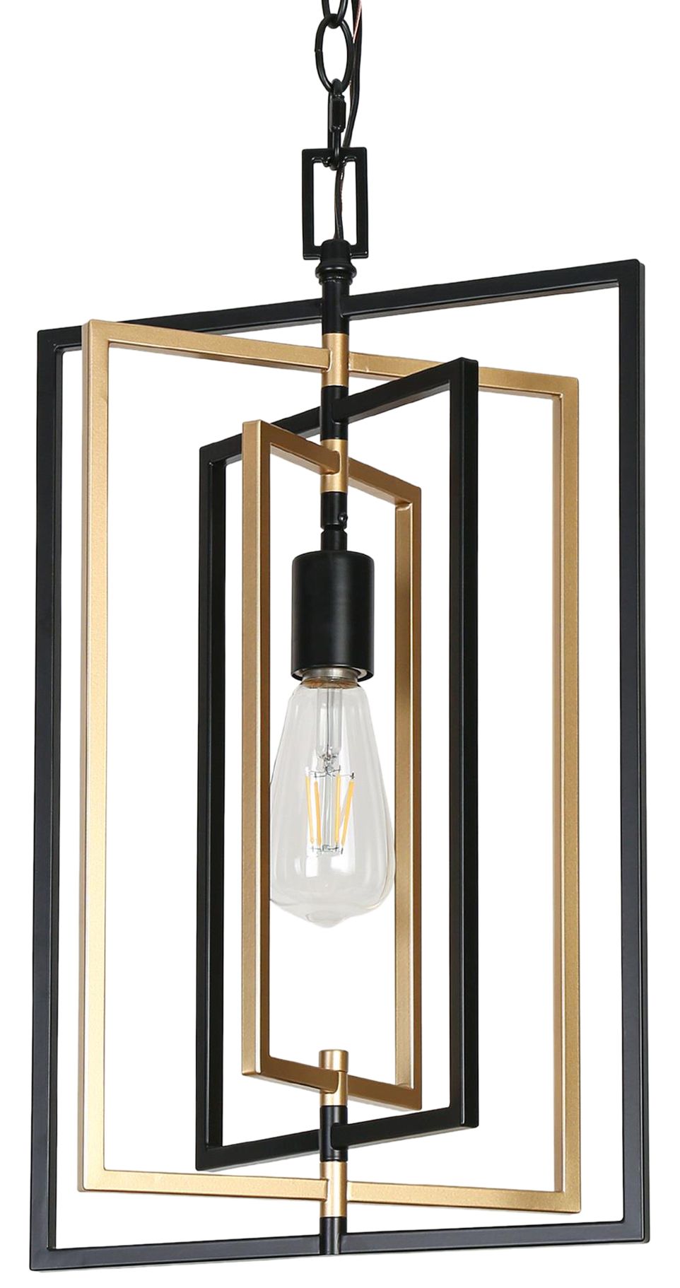 Thumbnail2 of Sinfi 12"W Matte Black and Satin Brass Metal 1-Light Pendant
