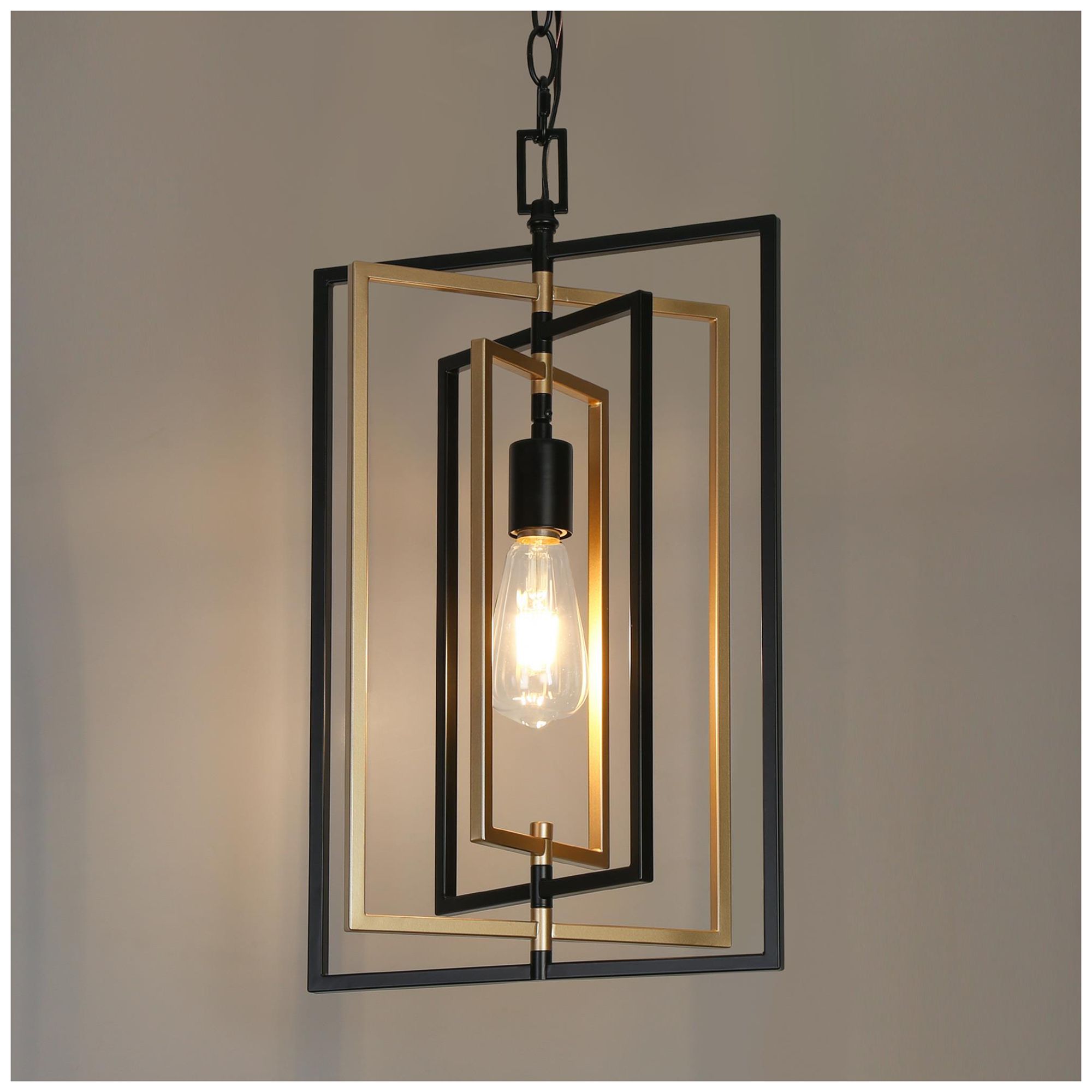 Thumbnail1 of Sinfi 12"W Matte Black and Satin Brass Metal 1-Light Pendant