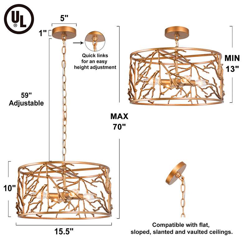 Image 7 Sinfi 15 1/2" Wide 4-Light Golden Chandelier more views