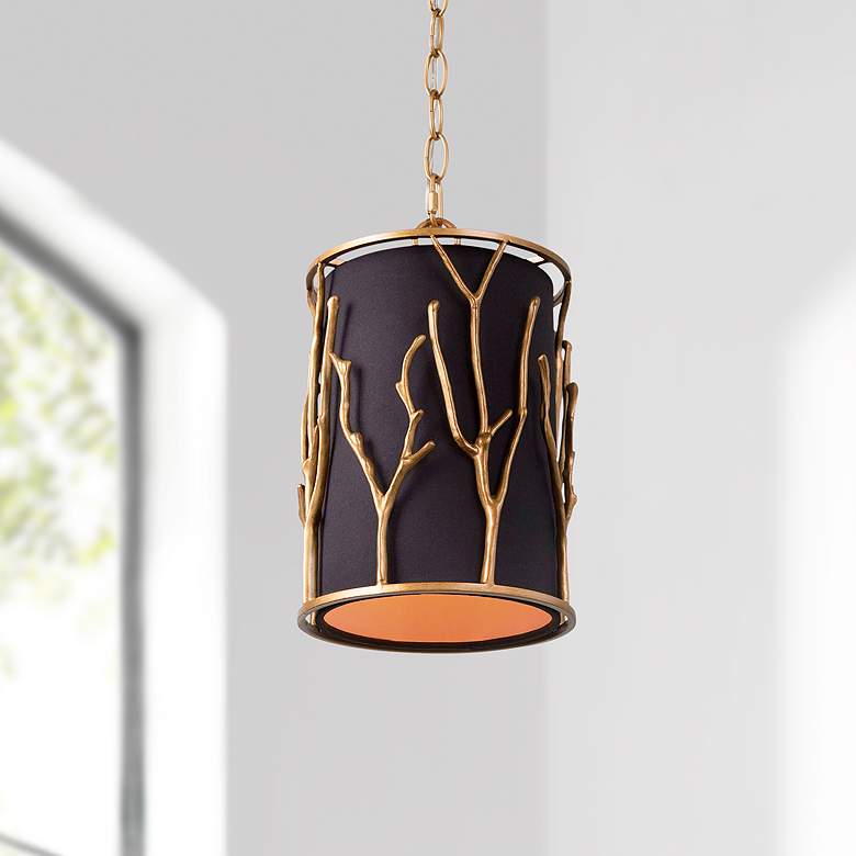 Image 1 Sinfi 7 1/2" Wide Black and Gold Mini Pendant Light