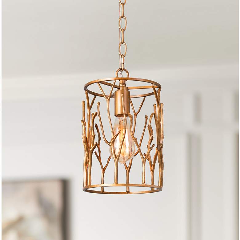 Image 1 Sinfi 7 1/2 inch Wide Open Vibe Pattern Gold Finish Mini Pendant Light