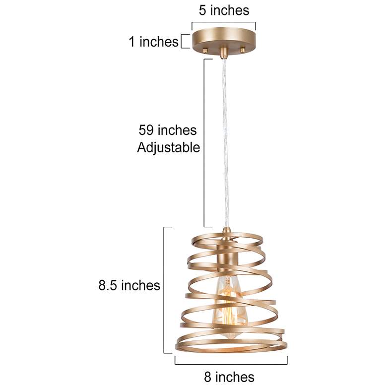 Image 6 Sinfi 8" Wide Gold Mini Pendant Light more views