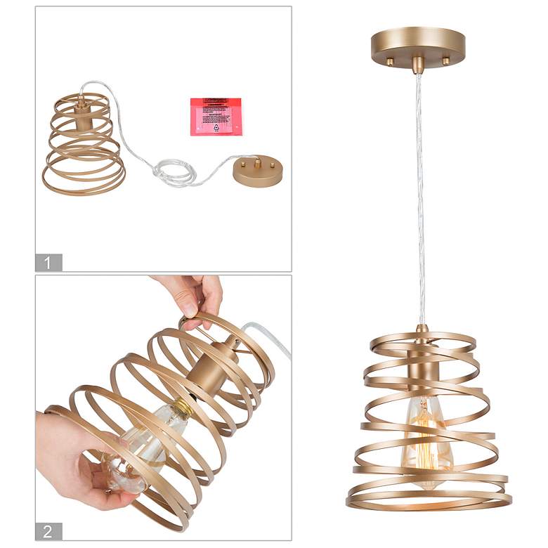 Image 7 Sinfi 8" Wide Gold Mini Pendant Light more views