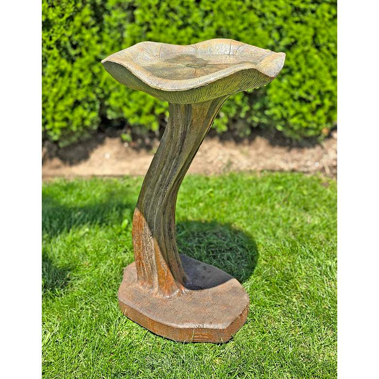 Image 1 Single Lily 33 1/2" High Relic Hi-tone Outdoor Bird Bath