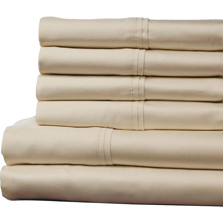 Image 1 Single Ply 400 Thread Count Queen Soothing Ivory Sheet Set