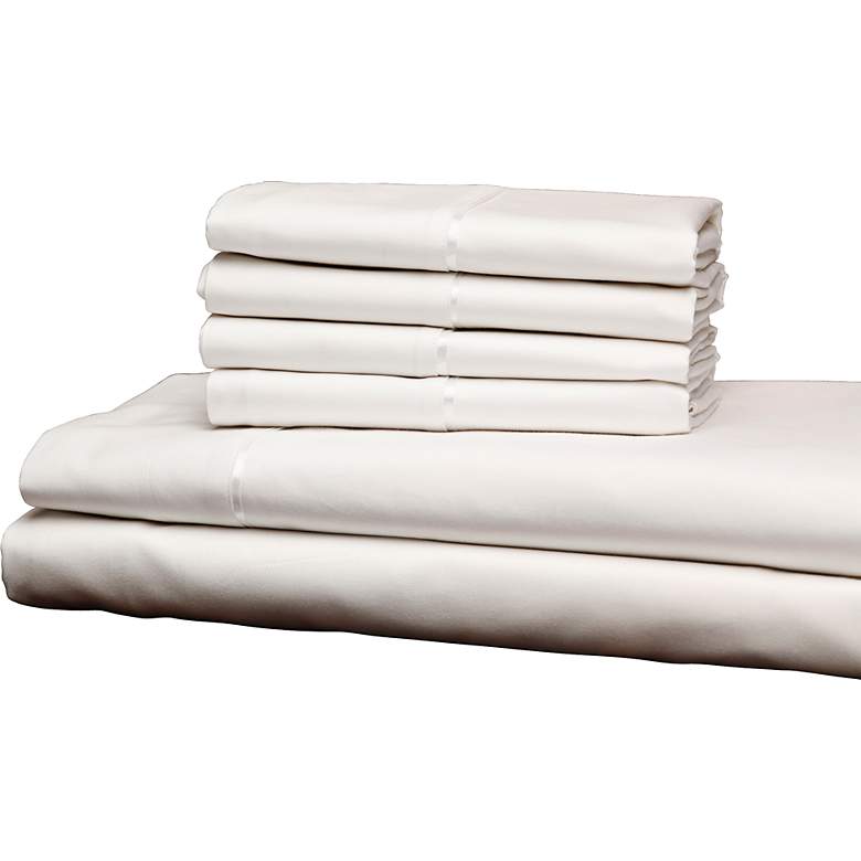 Image 1 Single Ply 400 Thread Count Queen White Sheet Set