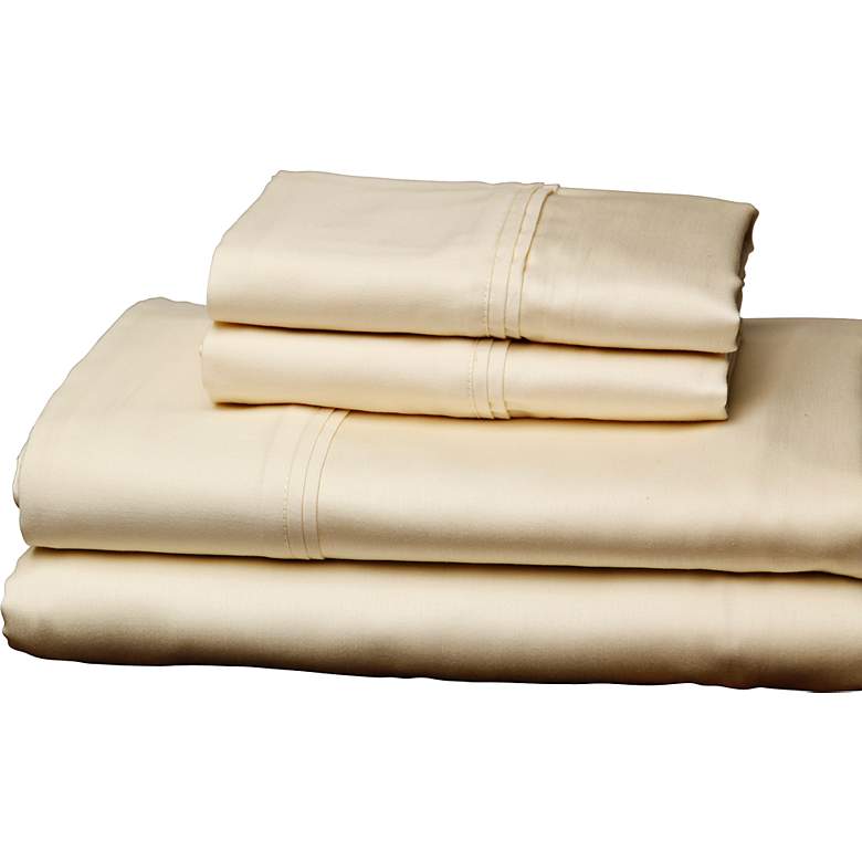 Image 1 Single Ply Queen 310 Thread Count Soothing Ivory Sheet Set