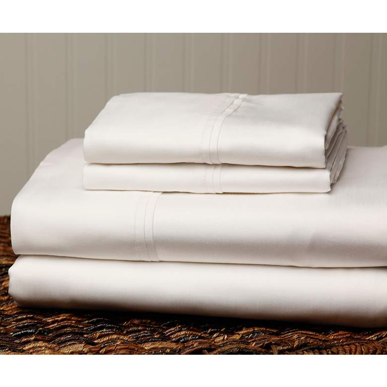 Image 1 Single Ply Queen 310 Thread Count White Sheet Set
