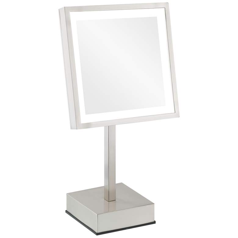 Single-Sided Brushed Nickel 5500K LED Makeup Stand Mirror