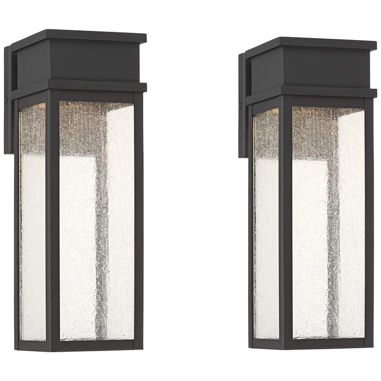 Image 2 Sintef 14 1/4" High Sand Black LED Outdoor Wall Light Set of 2