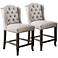 Sinuata 25 1/4" Beige Tufted Fabric Counter Stools Set of 2