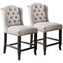 Sinuata 25 1/4" Beige Tufted Fabric Counter Stools Set of 2