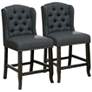 2_Sinuata 25 1/4" Gray Tufted Fabric Counter Stools Set of 2