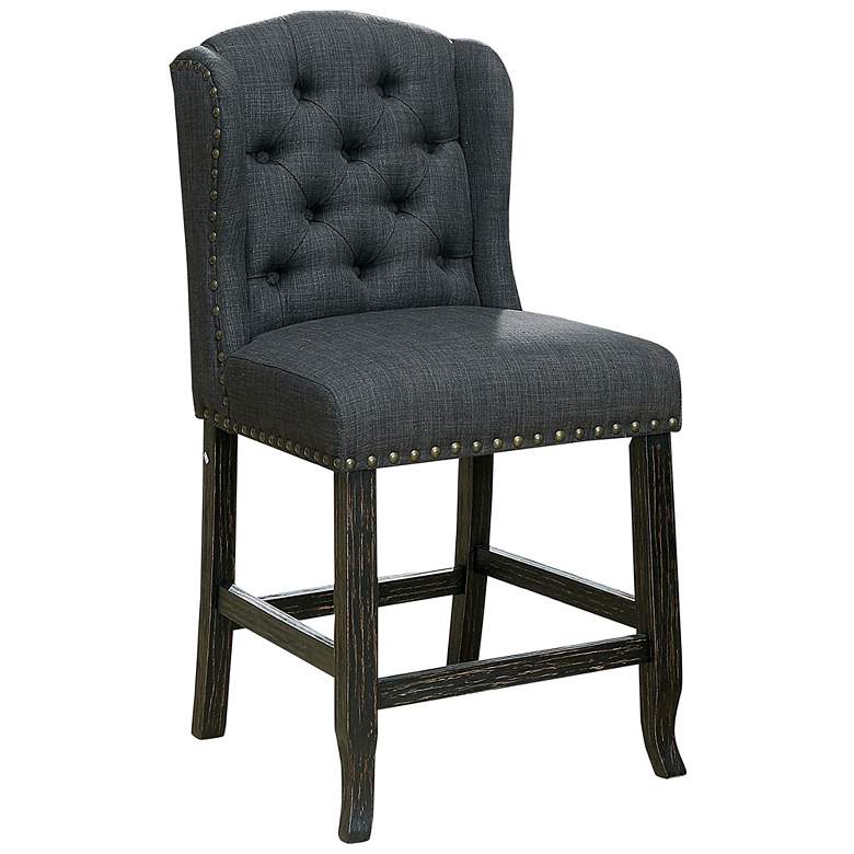 Image 4 Sinuata 25 1/4" Gray Tufted Fabric Counter Stools Set of 2 more views