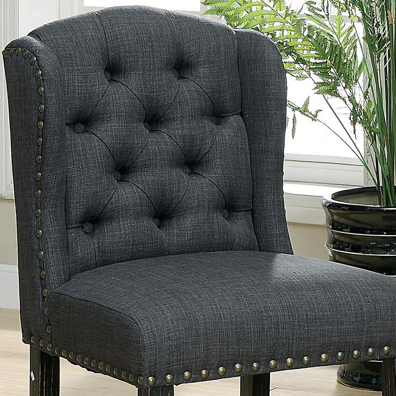 Image 5 Sinuata 25 1/4" Gray Tufted Fabric Counter Stools Set of 2 more views