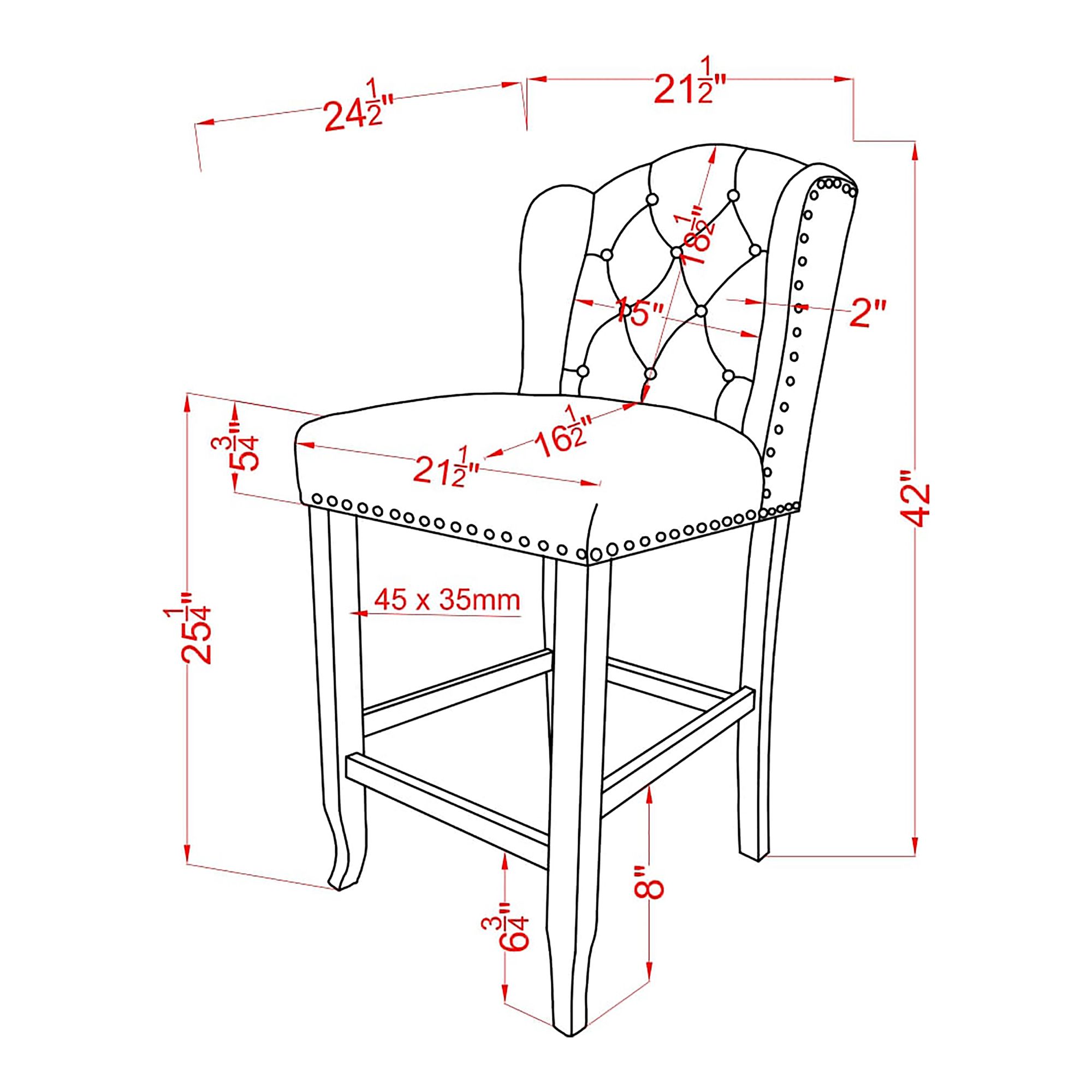 Sinuata 25 1/4" Gray Tufted Fabric Counter Stools Set of 2