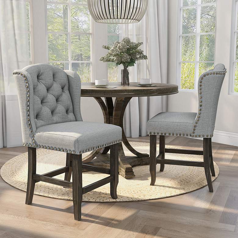 Image 1 Sinuata 25 1/4" Light Gray Tufted Counter Stools Set of 2