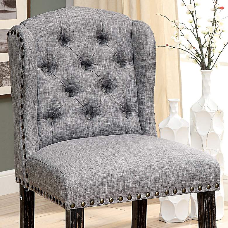 Image 5 Sinuata 25 1/4" Light Gray Tufted Counter Stools Set of 2 more views