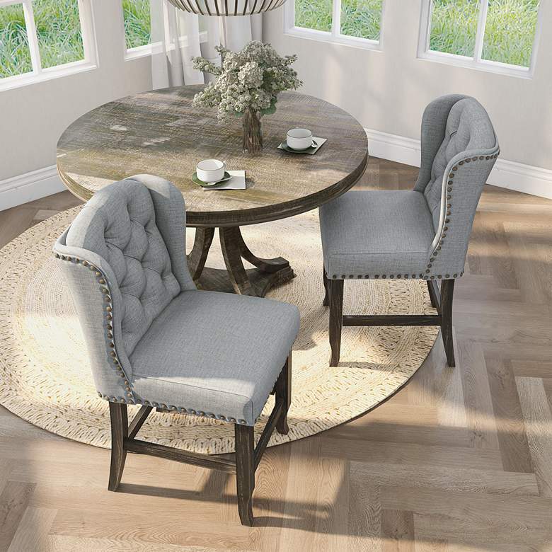 Image 6 Sinuata 25 1/4" Light Gray Tufted Counter Stools Set of 2 more views