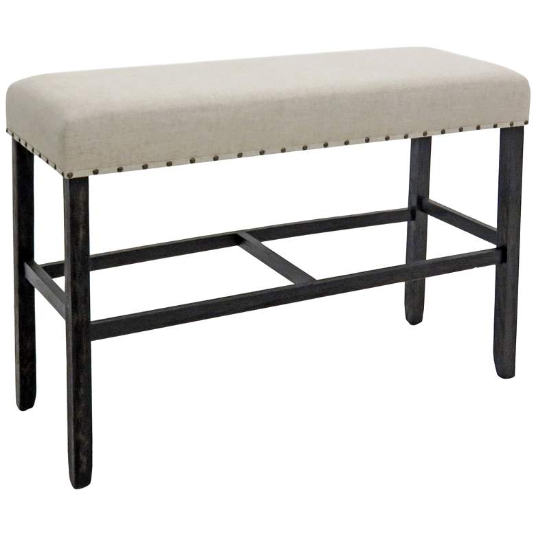 Image 2 Sinuata 44 inch Wide Beige Fabric Counter Height Bench