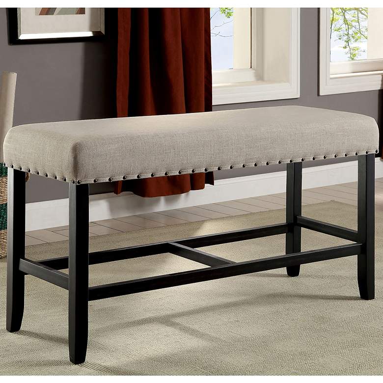 Image 1 Sinuata 44 inch Wide Beige Fabric Counter Height Bench