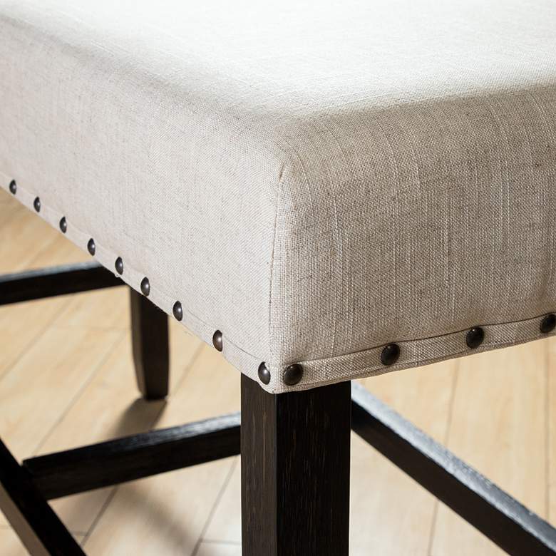 Image 6 Sinuata 44" Wide Beige Fabric Counter Height Bench more views