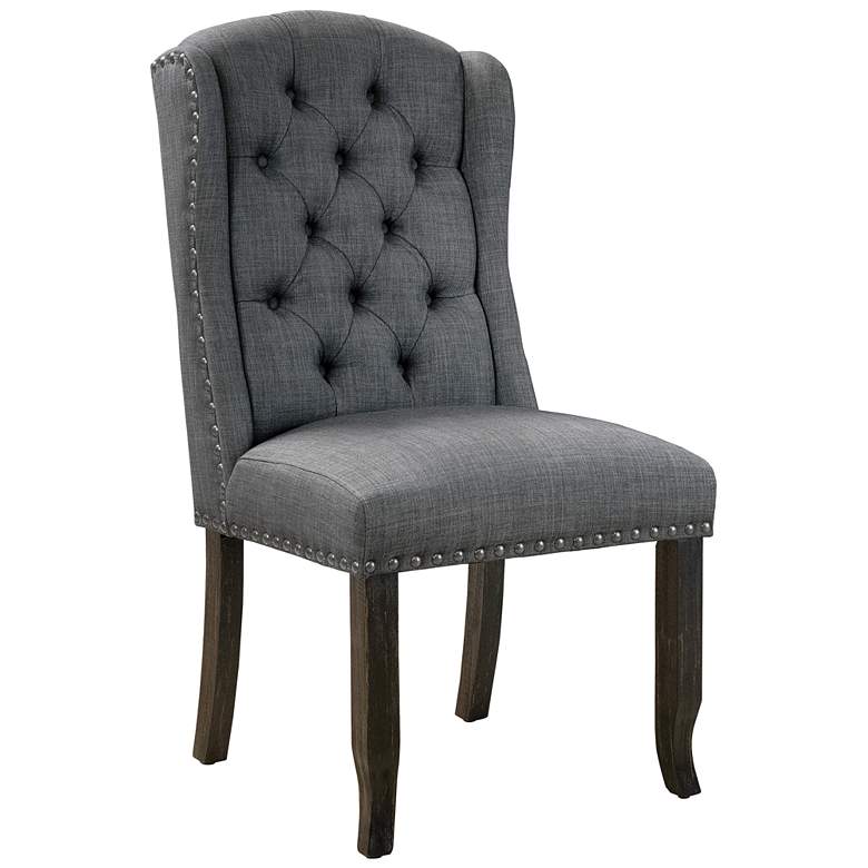 Image 4 Sinuata Gray Tufted Fabric Side Chairs Set of 2 more views