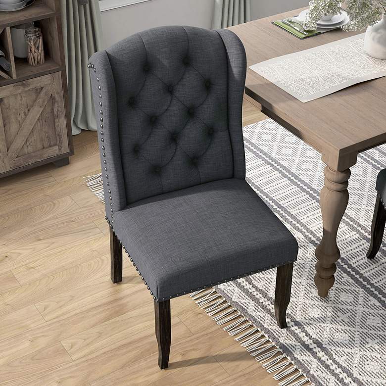 Image 7 Sinuata Gray Tufted Fabric Side Chairs Set of 2 more views