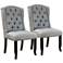 Sinuata Light Gray Tufted Fabric Side Chairs Set of 2