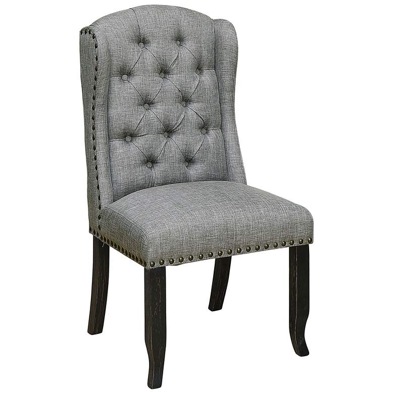 Image 4 Sinuata Light Gray Tufted Fabric Side Chairs Set of 2 more views