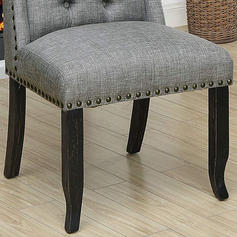 Image 5 Sinuata Light Gray Tufted Fabric Side Chairs Set of 2 more views