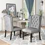 Sinuata Light Gray Tufted Fabric Side Chairs Set of 2