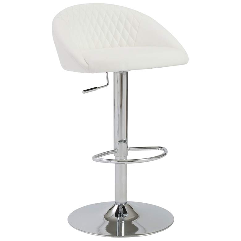 Image 1 Sinue White Faux Leather Adjustable Bar or Counter Stool
