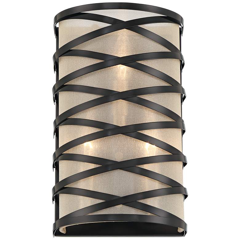 Image 5 Sircetta 12 1/4" High Black Metal Bands Wall Sconce more views