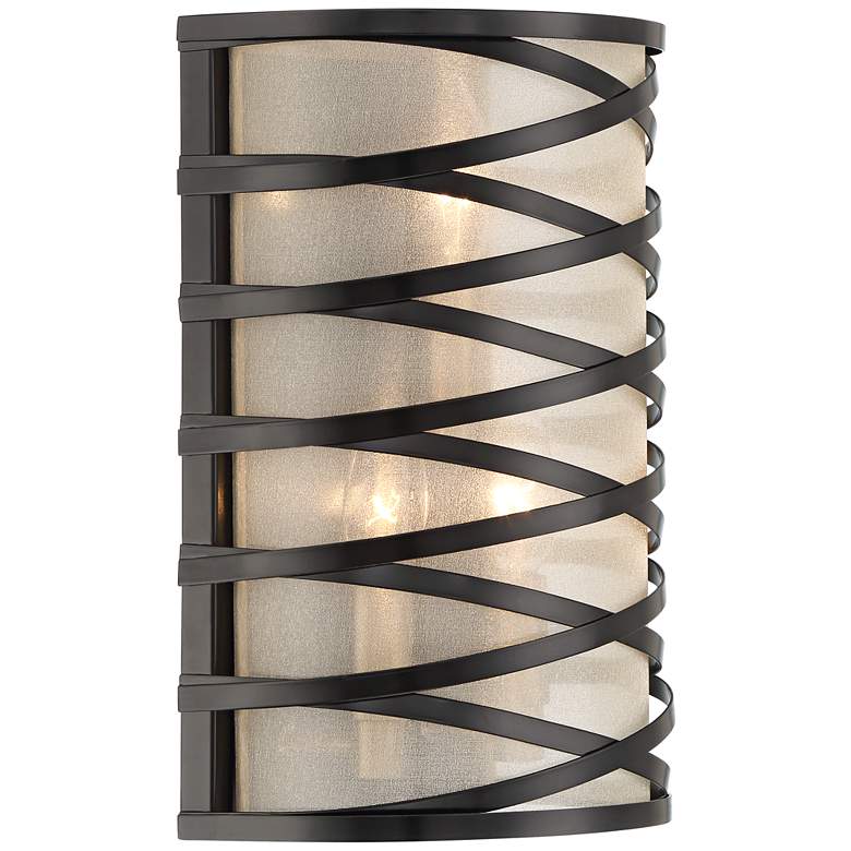 Image 7 Sircetta 12 1/4 inch High Black Metal Bands Wall Sconce more views