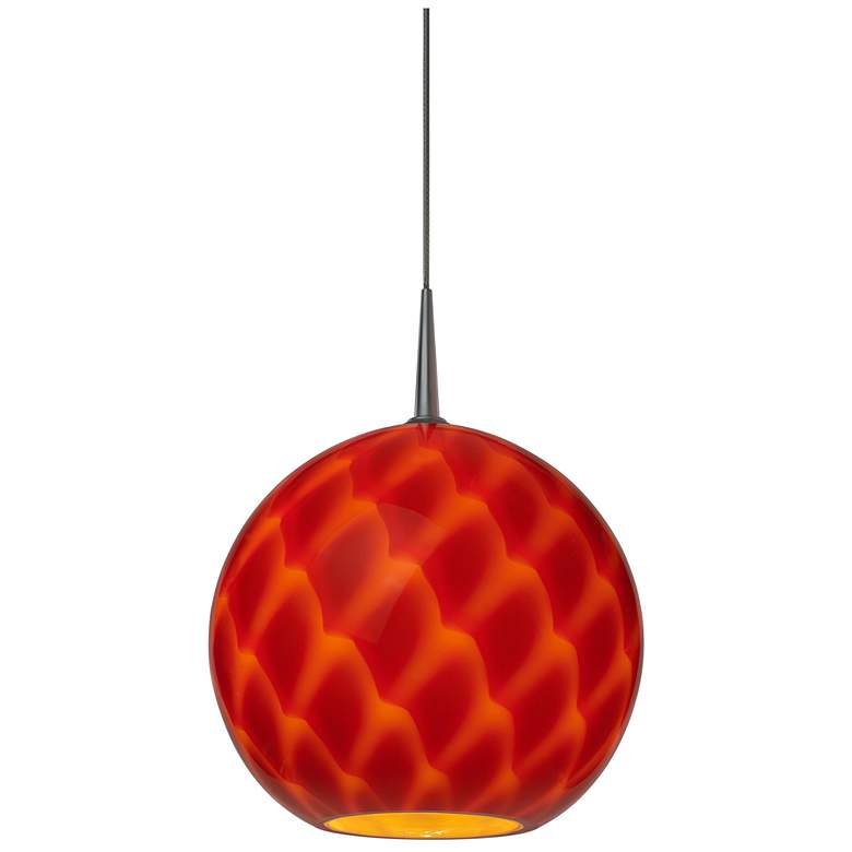 Image 1 Sirena 8" Wide Chrome Red Art Glass Mini Pendant