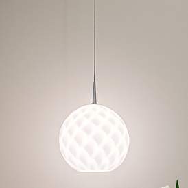 Image1 of Sirena 8"W Matte Chrome White Glass 3000K LED Mini Pendant