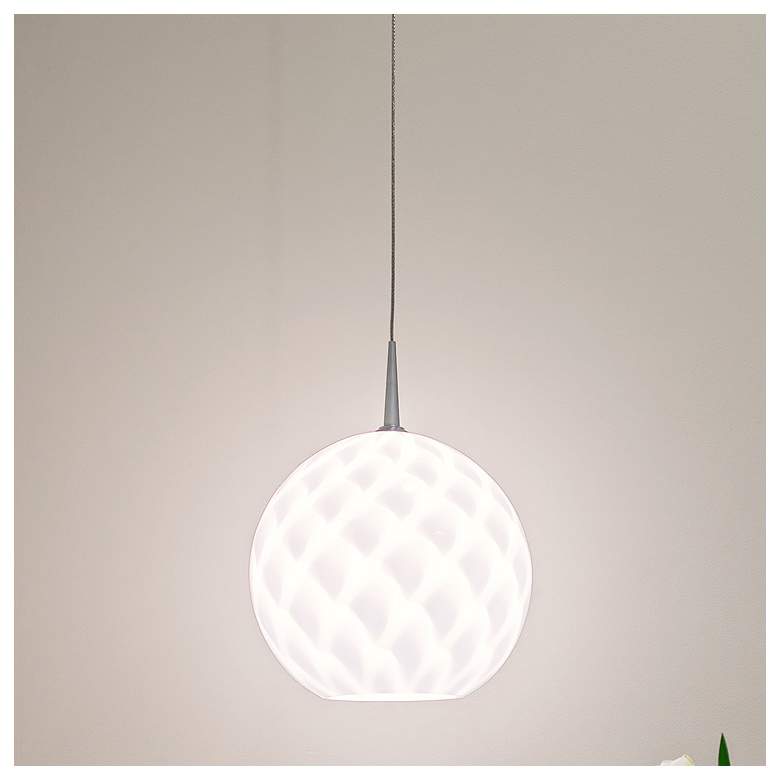 Image 1 Sirena 8"W Matte Chrome White Glass 3000K LED Mini Pendant